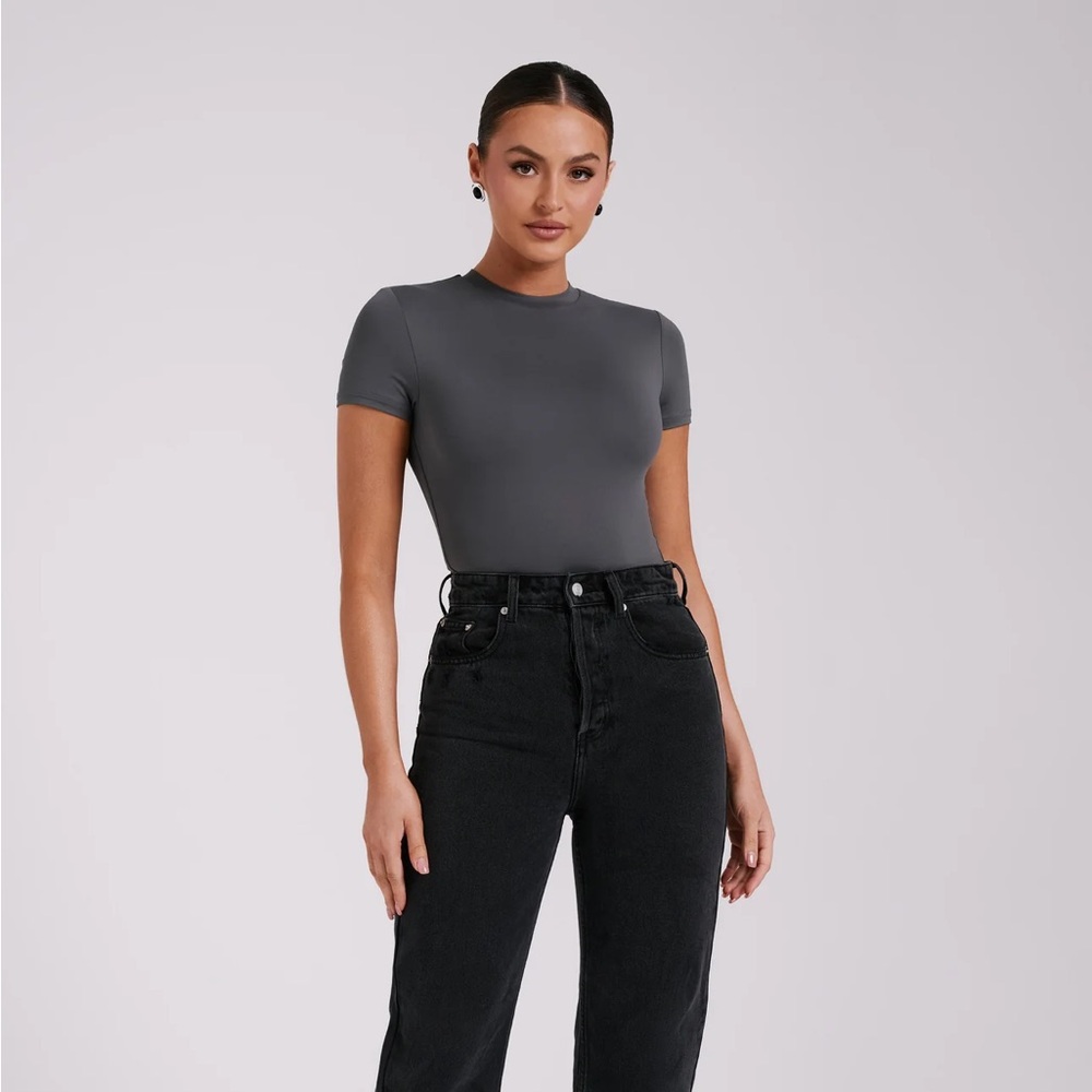 Meshki Francesca Recycled Nylon Crew Neck Short Sleeve Bodysuit
